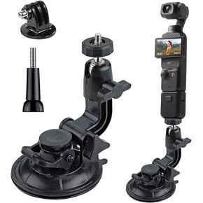 Action Camera Suction Cup Mount Compatible with DJI Osmo Pocket 3/2, Camera Suction Cup Mount, Camera Windshield Suction Mount, No Tools, 1 Pack