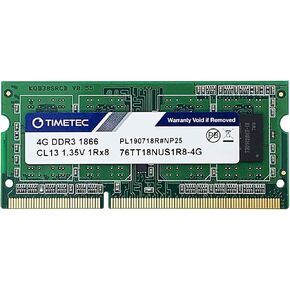Timetec 8GB KIT(2x4GB) DDR3L / DDR31866MHz PC3L-14900 / PC3-14900 Non-ECC Unbuffered 1.35V / 1.5V CL13 1Rx8 Single Rank 204 Pin SODIMM Laptop Notebook PC Computer Memory RAM Module Upgrade