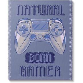 Stupell Industries Natural Born Gamer Text Saying Blue Gaming Controller, Design by Ziwei Li
