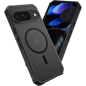 Caka for Google Pixel 9 Pro XL Case [Compatible with MagSafe], Pixel 9 Pro XL Case Magnetic Dual Layer Translucent Back Slim Shockproof Protective Phone Case for Google Pixel 9 Pro XL (2024) Black