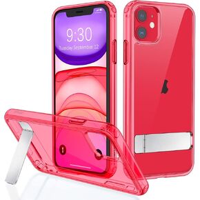 JETech Case for iPhone 11 6.1-Inch with Stand, Support Wireless Charging, Slim Shockproof Bumper Phone Cover, 3-Way Metal Kickstand(Clear)