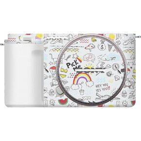 ملصق جلدي لغطاء كاميرا ZZQ&CCF Mebont لهاتف Sony Alpha ZV-E10 طبقة حماية للكاميرا مضادة للخدش وزخرفة واقية ومقاومة التآكل (أبيض كرتوني)