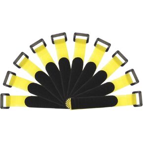 MECCANIXITY Fastening Hook and Loop Cable Tie 24 Inch x 1 Inch Reusable with Buckle Adjustable Multi-Purpose Wire Strap for Cord Management Yellow, Pack of 10