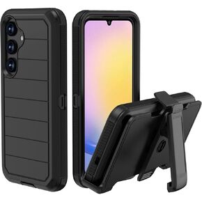 for Samsung Galaxy A25 5G Case with Belt Clip & Kickstand, Full-Body Protection Multi Layers Rugged Case with Belt Holster for Samsung Galaxy A25 5G 6.5 inch 2023 (Dark Blue+Blue)