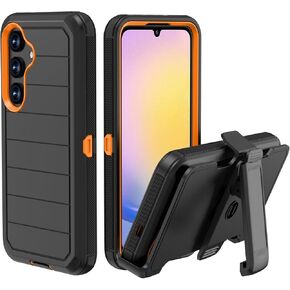 حافظة لهاتف سامسونج جالاكسي A25 5G مع مشبك حزام ومسند، حافظة متينة متعددة الطبقات لحماية الجسم بالكامل مع حزام حزام لهاتف سامسونج جالاكسي A25 5G 6.5 بوصة 2023 (أزرق داكن + أزرق) in Kuwait