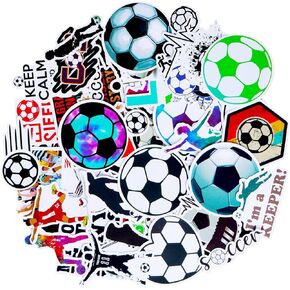 cobee Soccer Stickers, 50 Pieces Sport Football Decals Waterproof Water Bottles Stickers Soccer Vinyl Stickers Soccer Gifts for Teen Aesthetic Trendy Sticker for Scrapbooking Laptop Computer Phone