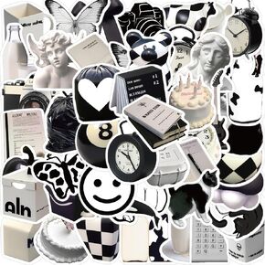 100Pcs Aesthetic Stickers, Y2K Stickers, Black and White Stickers Cute Grunge Stickers, Y2K Aesthetic Stickers for Laptop Water Bottle Vinyl Waterproof Vintage Stickers for Adults Teens