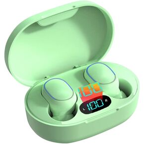 Acuvar Fully Wireless Bluetooth 5.0 Rechargeable iPX4 Water & Sweat Proof Earbud Headphones w Microphone, Touch Controls, Smart LCD Charging Case, 3D Stereo Bass and Noise Cancelling (Light Blue)