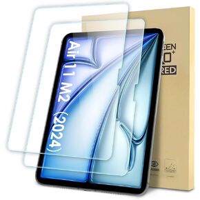 2-Pack Screen Protector Compatible with iPad Air 11 Inch M2 2024, Tempered Glass Clear Film, Anti-Scratch, 9H Hardness, Easy Installation