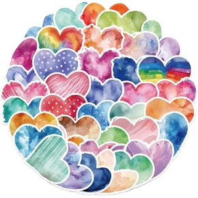 50Pcs Heart Stickers Watercolor Graffiti Stickers Reward Stickers for Kids Teacher Motivational Stickers Vinyl Waterproof Stickers for Laptop Water Bottle Skateboard Gifts for Adults Kids Teens