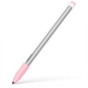 Compatible with Samsung Galaxy Tab S7/S7+/S7 FE/S8/S8+/S8 Ultra/S9/S9+/S9 Ultra Pencil Case S Pen Case, Silicone Translucent Non-Slip Cover. (Pink)