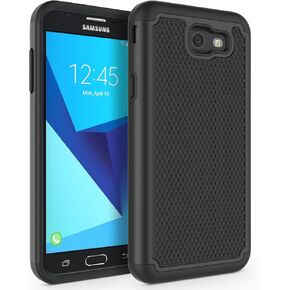 Shockproof Phone Case Cover for Samsung Galaxy J7 V 2017 (1st Gen)/ Galaxy J7 2017 / Galaxy J7 Prime/Galaxy J7 Perx/Galaxy J7 Sky Pro/Galaxy Halo[Black]