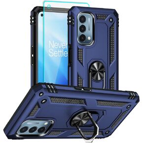 Aozuoton Oneplus Nord N200 5G Case: Military Grade 16ft Drop Tested, Ring Shockproof Protective Cover with HD Screen Protector, Blue