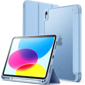 JETech Matte Case for iPad 10 (10.9-Inch, 2022 Model, 10th Generation) with Pencil Holder, Frosted Translucent Back Slim Stand Protective Tablet Cover (Navy)