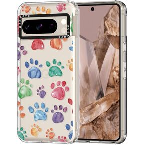 MOSNOVO Case for Google Pixel 9 & Pixel 9 Pro, [Buffertech 6.6ft Military-Grade Drop Protection] [Anti Peel Off Tech] Clear TPU Bumper Phone Case Cover Design - Dinosaur Land