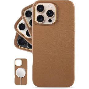 LONLI Urban - for iPhone 16 Pro Leather Case - European Genuine Pebbled Leather Phone Case - European Elegance, Modern Design - [Compatible with Magsafe] - Suffolk Blue