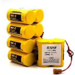 (5-Pack) BR-CCF2TH 6V Lithium Replacement Battery for Fanuc oi Mate Model-D, Panasonic Controls, PLC Computer Ge Fanuc A06 Series A98l-0001-0902, BR-CCF2TE CNC Coaster (Cutler Hammer), Brown Connector