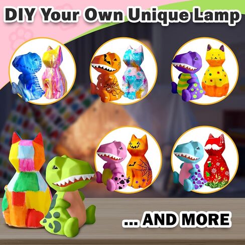 Paint Your Own Dinosaur Lamp Art Kit, Arts & Crafts Kit, DIY Night Light, Birthday Gifts for Kids Ages 3 4 5 6 7 8 9, Christmas Crafts for Teens Girls Boys, Room Decorations, Painting Kit for Kids in Saudi Arabia