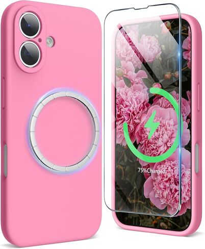 SURPHY Designed for iPhone 16 Case Compatible with MagSafe (6.1 inch 2024), with Screen Protector Liquid Silicone Phone Case (Camera Protective, Soft Microfiber Lining), Lilac Purple in Kuwait