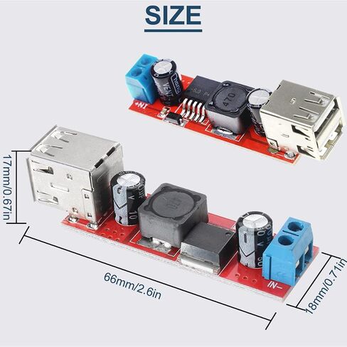 5 قطع 6-40 فولت إلى 5 فولت 3 أمبير وحدة إمداد الطاقة بمنفذ USB مزدوج LM2596 رقاقة تيار مستمر إلى تيار مستمر منظم الجهد الكهربي للطاقة المتنقلة مع كابل 24AWG in Saudi Arabia