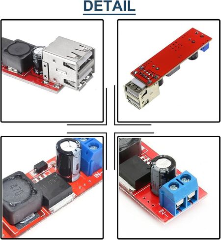 5 قطع 6-40 فولت إلى 5 فولت 3 أمبير وحدة إمداد الطاقة بمنفذ USB مزدوج LM2596 رقاقة تيار مستمر إلى تيار مستمر منظم الجهد الكهربي للطاقة المتنقلة مع كابل 24AWG in Saudi Arabia