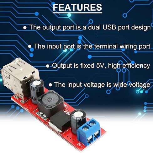 5 قطع 6-40 فولت إلى 5 فولت 3 أمبير وحدة إمداد الطاقة بمنفذ USB مزدوج LM2596 رقاقة تيار مستمر إلى تيار مستمر منظم الجهد الكهربي للطاقة المتنقلة مع كابل 24AWG in Saudi Arabia