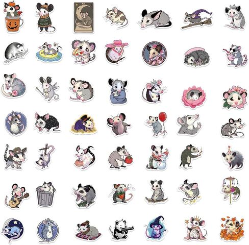 50Pcs Possum Stickers Decals Bulk Funny Latin America Animal Possum Waterproof Vinyl Opossum Sticker Graphic Eat Fast Live Trash Girls and Boys Kids Gifts (Possums) in Saudi Arabia