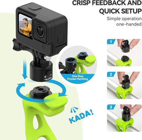TELESIN S2 Quick Release 360 Flexible Mount Wrap Band, Bike Motorcycle Handlebar Roll Bar Tube Stick Pole Mounting Accessories for GoPro 13 12 11 10 8 Insta360 X3 X4 Ace Pro DJI Action 5 Pro Pocket 3 in Saudi Arabia