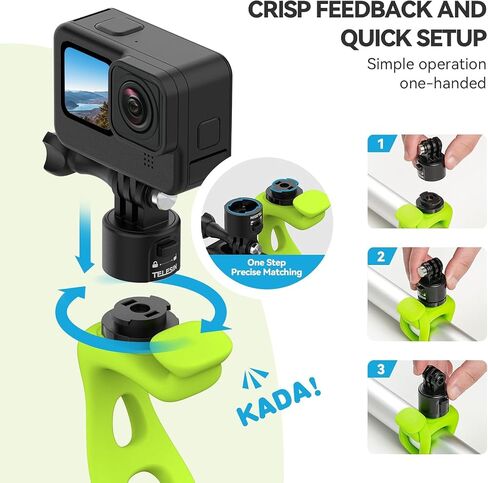 TELESIN S2 Quick Release 360 Flexible Mount Wrap Band, Bike Motorcycle Handlebar Roll Bar Tube Stick Pole Mounting Accessories for GoPro 13 12 11 10 8 Insta360 X3 X4 Ace Pro DJI Action 5 Pro Pocket 3 in Saudi Arabia