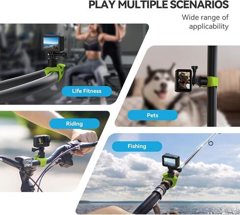 TELESIN S2 Quick Release 360 Flexible Mount Wrap Band, Bike Motorcycle Handlebar Roll Bar Tube Stick Pole Mounting Accessories for GoPro 13 12 11 10 8 Insta360 X3 X4 Ace Pro DJI Action 5 Pro Pocket 3 in Saudi Arabia