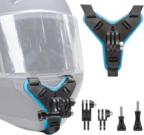 Helmet Chin Mount Strap Compatible with Gopro Hero 13 12 11 10 9 8 7, Motorcycle Helmet Extension Attachment Mounting Accessories (Blue) in Saudi Arabia