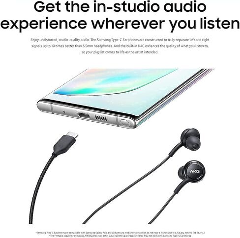 UrbanX OEM 2021 Stereo Headphones for Samsung Galaxy S20 5G UW/S20 FE/S20 Ultra/S20+ Braided Cable with Microphone (Black) USB-C Connector (US Version with Warranty) in Saudi Arabia