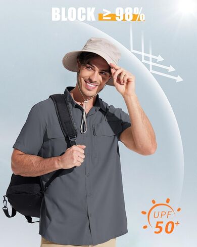 MAGCOMSEN Mens Fishing Shirts Short Sleeve UPF 50+ Sun Protection Button Down Shirt Quick Dry Cooling Shirts for Hiking Safri in Saudi Arabia