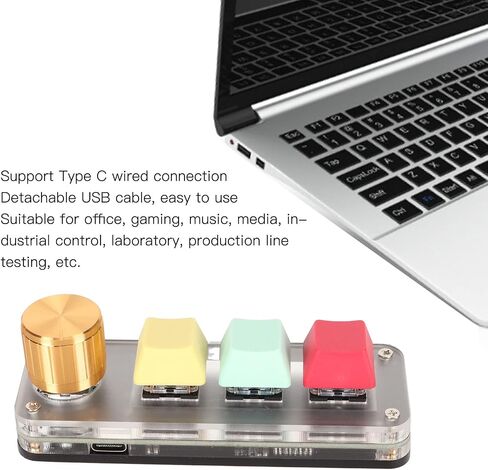 Yoidesu USB Mini 3 Keys Keypad with Knob, One Handed Mechanical Gaming Keyboard, DIY Programming Macro Keypad Shortcut Custom Function for Windows OSU HID Standard Keyboard (Colorful) in Kuwait