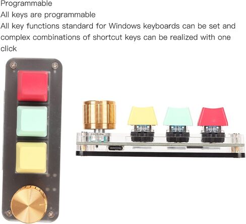 Yoidesu USB Mini 3 Keys Keypad with Knob, One Handed Mechanical Gaming Keyboard, DIY Programming Macro Keypad Shortcut Custom Function for Windows OSU HID Standard Keyboard (Colorful) in Kuwait