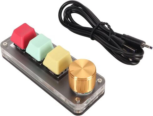 Yoidesu USB Mini 3 Keys Keypad with Knob, One Handed Mechanical Gaming Keyboard, DIY Programming Macro Keypad Shortcut Custom Function for Windows OSU HID Standard Keyboard (Colorful) in Kuwait