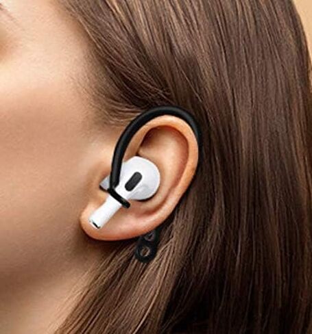 ALXCD Ear Hooks Compatible with AirPods Pro, Anti-Slip Over-Ear Soft TPU Earhook [Anti Slip][Anti Lost], Designed for AirPods Pro Headphones, 1 Pair, Black in Saudi Arabia