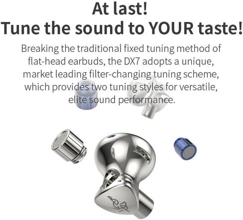 HiFiGo BGVP DX7 Flagship Tunable Flat Head Earbuds, 14.2mm Dynamic Driver Wired HiFi Earphone with Removable Tuning Filters (DX7) in Saudi Arabia