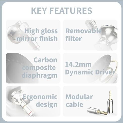 سماعات أذن برأس مسطحة قابلة للضبط من HiFiGo BGVP DX7، سماعة هاي فاي سلكية للسائق الديناميكي مقاس 14.2 مم مع مرشحات ضبط قابلة للإزالة (DX7) in Kuwait