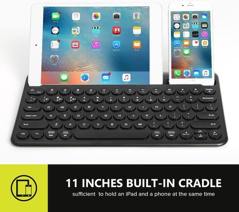 لوحة مفاتيح بلوتوث لاسلكية من ديلوكس، لوحة مفاتيح متعددة الأجهزة مع حامل حامل مدمج، BT5.1، مفاتيح مقص، 78 مفتاحًا، متوافقة مع نظام التشغيل Mac Windows Android للكمبيوتر المحمول اللوحي (K2213V-أسود) in Kuwait