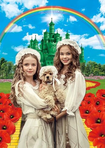 Green Castle Yellow Brick Road Backdrop for Party Decorations 5x7FT Rainbow Floral Castle Gold Brick Road Photography Background Baby Shower Princess party Decorations Supplies in Saudi Arabia