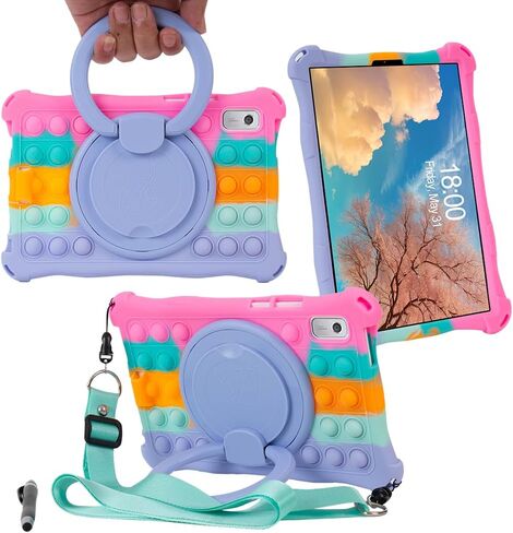 Case for Lenovo Tab M9 Tablet 9-inch 360° Rotating Colorful Silicone Case Kid-Friendly case for Lenovo Tab M9 (310FU) (Colorful Pink, 360° Rotating Type) in Saudi Arabia