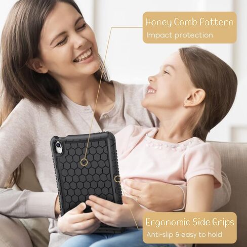 Fintie Silicone Case for iPad Mini 6 2021 (8.3 Inch) - [Honey Comb Series] Lightweight Anti-Slip [Kids Friendly] Shock Proof Soft Silicone Protective Cover for iPad Mini 6th Generation, Black in Saudi Arabia