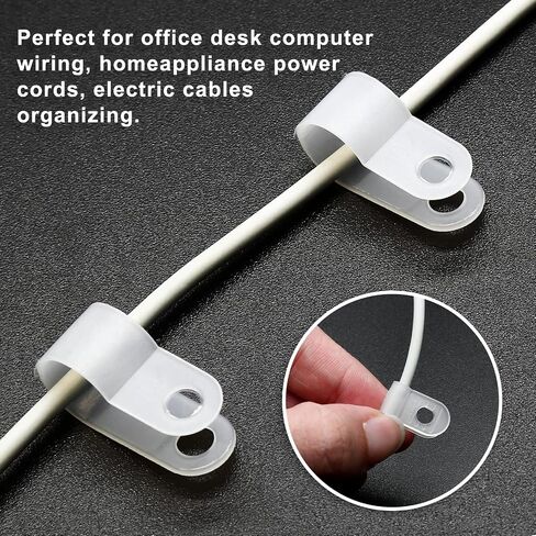 200pcs Nylon Plastic Cable Clamps, 1/8 Inch (3.2mm) Screw Mounting R Type Wires Cord Clip, Cord Fastener Clamp for Wire Management (Black) in Kuwait