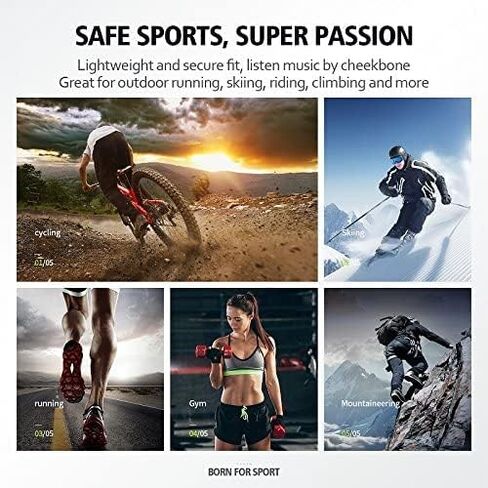 Bone Conduction Headphones F1 Sweat Resistant Wireless Earphones for Workouts and Running Bluetooth Headphones with Mic in Saudi Arabia