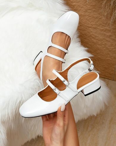 NEWBELLA المرأة ماري جينس مضخات مكتنزة كعب منخفض Slingback قابل للتعديل الكاحل مشبك الانزلاق على الصنادل مزدوجة الظهر أبازيم الرجعية كتلة مضخات لعطلة الزفاف العمل عارضة in Saudi Arabia
