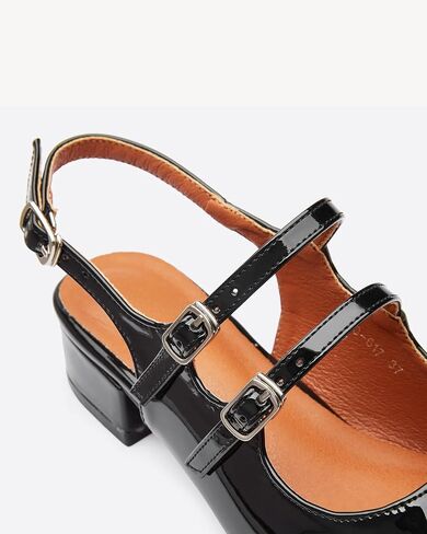 NEWBELLA المرأة ماري جينس مضخات مكتنزة كعب منخفض Slingback قابل للتعديل الكاحل مشبك الانزلاق على الصنادل مزدوجة الظهر أبازيم الرجعية كتلة مضخات لعطلة الزفاف العمل عارضة in Saudi Arabia