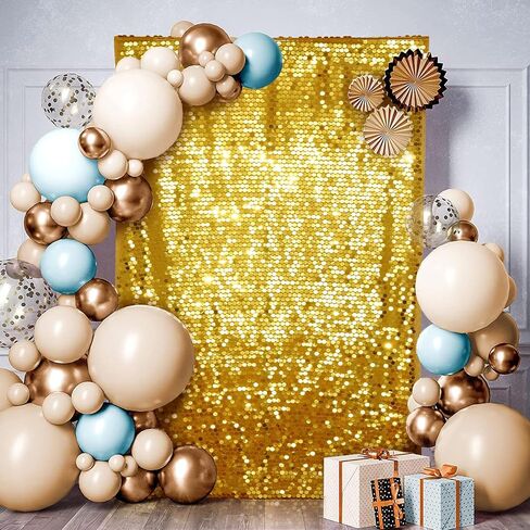 PartyDelight Sequin Wall Backdrop Gold Shiny Panels Shimmer Photography Props 4Ftx7Ft for Birthday Wedding Party Decoration in Saudi Arabia