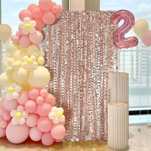 PartyDelight Sequin Wall Backdrop Gold Shiny Panels Shimmer Photography Props 4Ftx7Ft for Birthday Wedding Party Decoration in Saudi Arabia