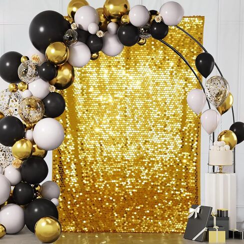 PartyDelight Sequin Wall Backdrop Gold Shiny Panels Shimmer Photography Props 4Ftx7Ft for Birthday Wedding Party Decoration in Saudi Arabia